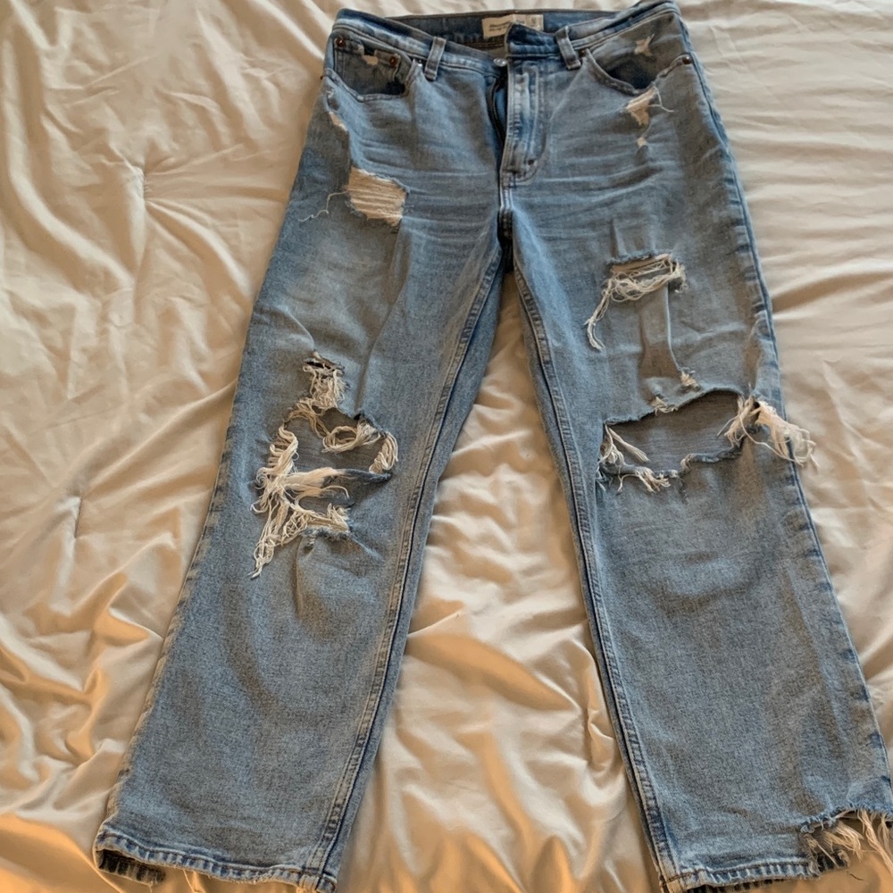 Abercrombie & Fitch Ripped Light Blue Boyfriend Jeans